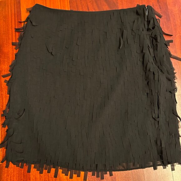 Ann Taylor black fringe skirt : Not a mini, but shorter length:  4P - Picture 4 of 7